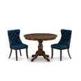 thumbnail image 2 of East West Furniture HBDA3-AWA-29 3 Piece Kitchen Table & Chairs Set Contains a Round Dining Table and 2 Upholstered Parson Chairs, 42x42 Inch, Antique Walnut, 2 of 12