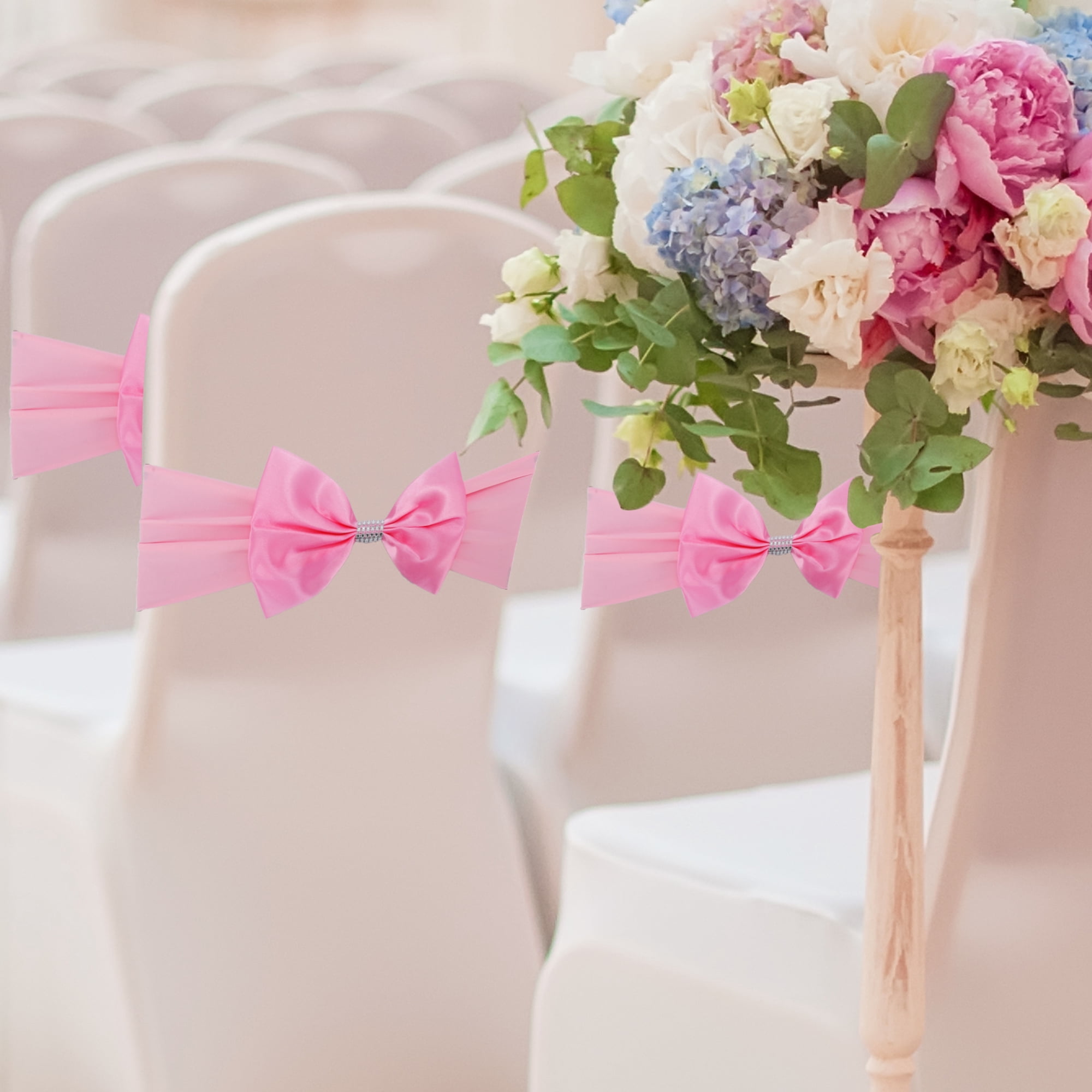 Unique Bargains 10 Pcs Chair Sashes Bow Stretch Chair Cover Band with Buckle Slider