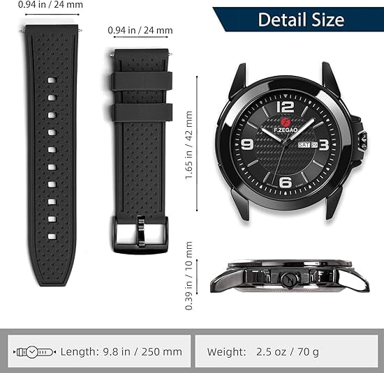 F.ZEGAO Waterproof Watch for Swimming, Military Watches for Men, Outdoor Analog Watch Men with Calendar Black