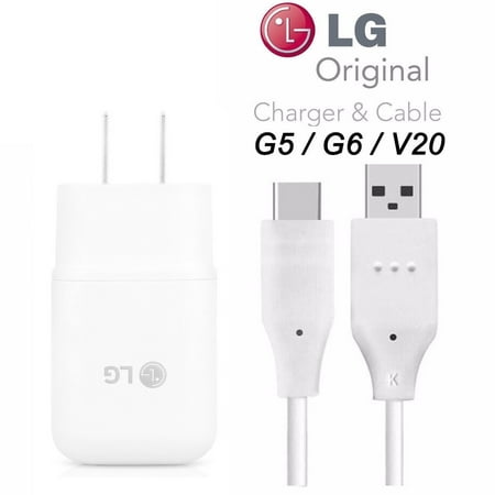 Genuine LG Quick Wall Charger + Type-C USB-C Cable for LG G5 / G6 / V20 / V30 / G7 - 18W QuickCharge 3.0 Certified - 100% Original - Bulk Packaging - New