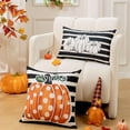 thumbnail image 2 of Fall Pillow Covers 12x20 Inch Fall Thanksgiving White Pumpkins Black White Stripe Lumbar Pillow Covers Polyester Fall Decoration for Home couch YZT-072C12, 2 of 6