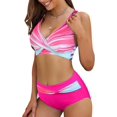 thumbnail image 2 of LAICAIW Womens Two Piece Swimsuits Wrap Front Bikini High Waisted Bottom Tummy Control Bathing Suits Vintage Print Swimwear, 2 of 7
