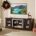 thumbnail image 2 of Resenkos 70-Inch Modern TV Stand, 2-Door Faux Stone Media Console & Entertainment Center for Living Room, Cherry, 2 of 16
