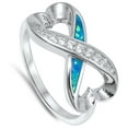 thumbnail image 4 of Heart Infinity Love White Cubic Zirconia Blue Simulated Opal Ring .925 Sterling Silver Female Size 8, 4 of 4