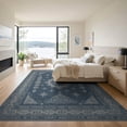 thumbnail image 3 of ODIKA 9'x12' Navy Blue Charcoal Medallion Traditional Washable Area Rug Intricate Geometric Star Motifs With Decorative Corner Non-Slip, Chair-Friendly for Dining Room, Basement, Large Office, 3 of 7