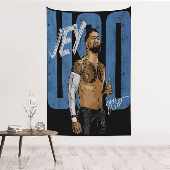 Jey USO Wrestler Tapestry Wall Hanging Art Poster For Living Room/Bedroom/Dorm Decorations Porch Hangings Wall Art Banners Ceiling Decoration Picnic Blankets 60x40(inch)