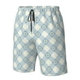 thumbnail image 5 of Kdxio Daisy Plaid Blue Pattern Mens Casual Shorts - Drawstring Summer Beach Sports Shorts for Men, 5 of 9