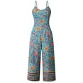 thumbnail image 1 of Women Floral Printed Jumpsuits Summer Sleeveless Wide Floral printed jumpsuits Leg Zipper Rompers, 1 of 9