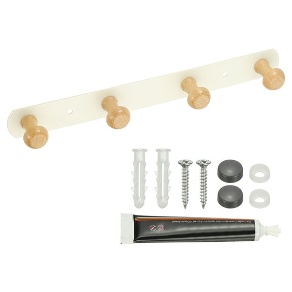 11 Inch Coat Rack Wall Mount, Coat Hooks Adhesive Mounted Entryway Wall Mounted Rack with 4 Hooks for Hanging Clothes Towel Hat Key, Bags, White