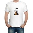 COMIO Men's Funny Halloween Cat Pumpkin Moon Graphic Tees Funny Short