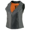 thumbnail image 5 of Milwaukee Leather ML2078 Women's Black Premium Leather Motorcycle Rider Vest w/ Studding Detail X-Small, 5 of 6