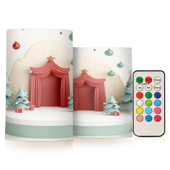 2 PCS Flameless Candles with Remote Timer LED Battery Operated Flickering Candle Light for Wedding Table Home Decoration Gifts Cute Christmas Podium Scene