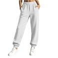 thumbnail image 5 of Women's High Waist Sweatpants Wide Leg Back Elastic Pleated Casual Tapered Sweatpants with Side Pockets Soft Loose Workout Loungewear Track Pants, 5 of 6