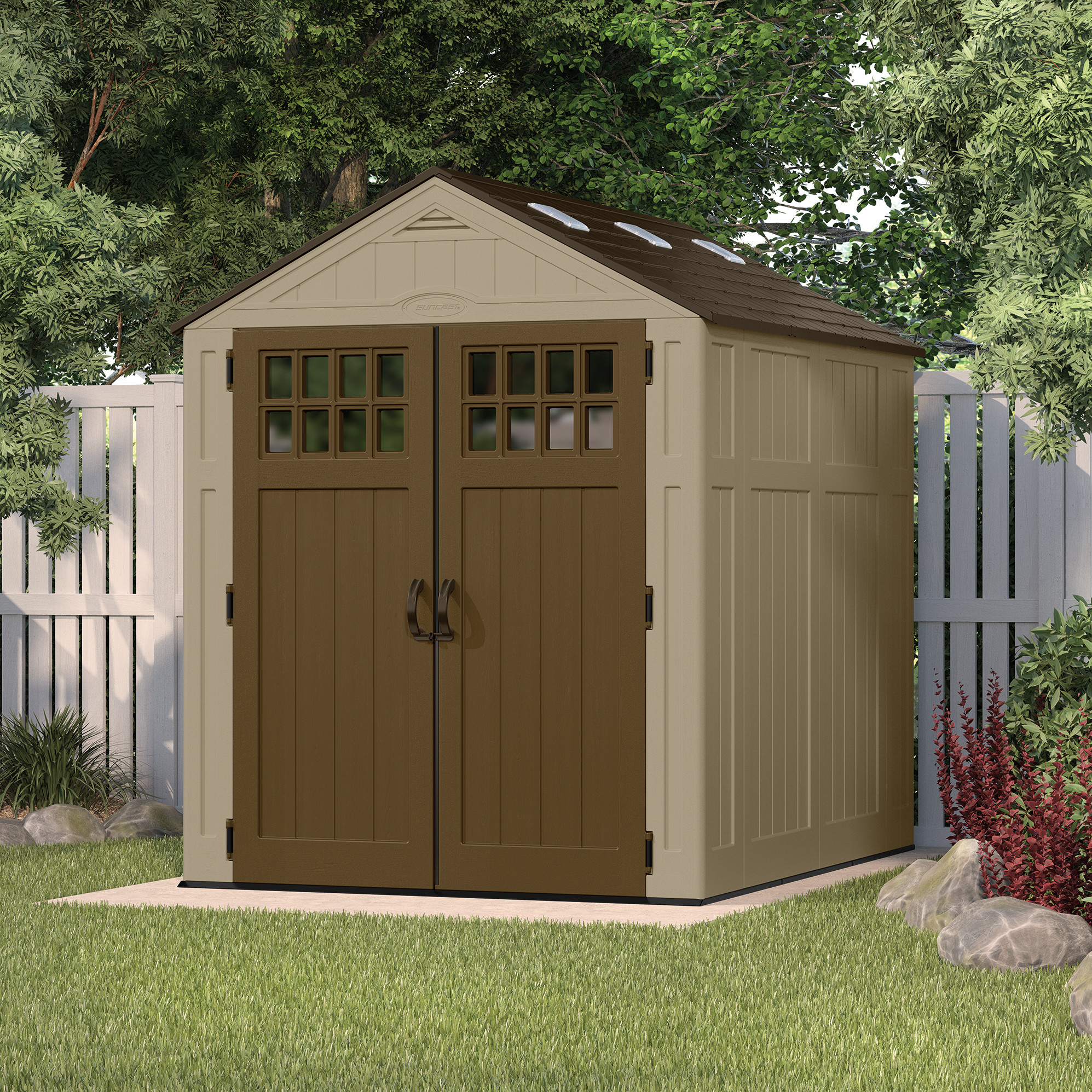 Suncast Everett 6 ft. 2.75 in. x 8 ft. 1.75 in. Resin Storage Shed - image 2 of 4