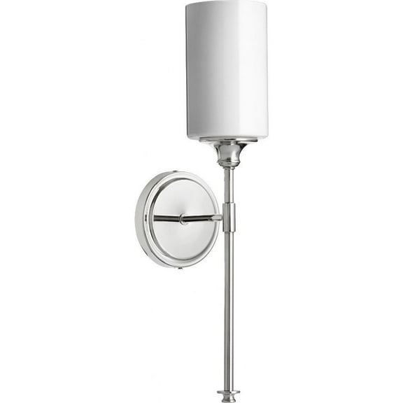 1 Light Cylinder Wall Mount with Satin Opal Glass-19 inches H By 4.75 inches W-Polished Nickel Finish Bailey Street Home 183-Bel-2534597