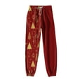 thumbnail image 4 of TTUHYWXI Christmas Womens Pajama Pants Casual Comfy Sleepwear Wide Leg Drawstring Bottoms with Pockets (Brick Red, M), 4 of 5