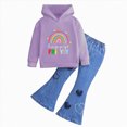 thumbnail image 4 of Gibobby Baby Kids Little Girl 2Pcs Fall Outfits 6 12 24 Months 2T 3T 4T 5T Long Sleeve Floral Print Pullover Tops + Flare Pants Set Toddler Clothes Set(6-7 Years,P), 4 of 4