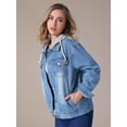 thumbnail image 7 of Unique Bargains Women's Denim Long Sleeves Jacket with Detachable Hoodie S Blue, 7 of 7