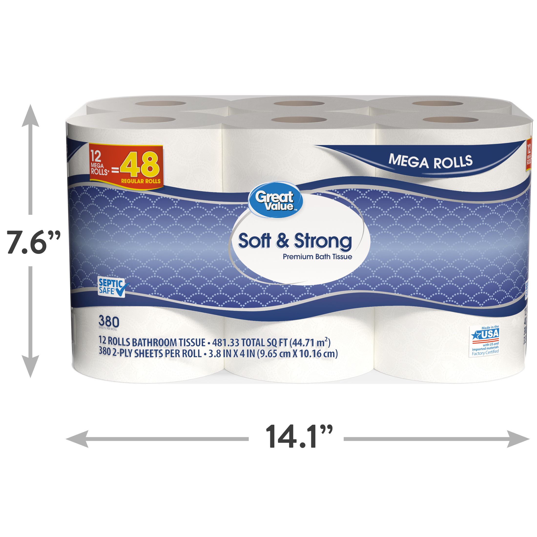 Great Value Soft & Strong Toilet Paper, 12 Mega Rolls photo 8