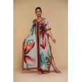 thumbnail image 3 of Bsubseach Fashion Womens V Neck Abstract Floral Print 100% Polyester Kaftan Beach Swim Cover Up Maxi Dress, S-XXL, 3 of 6
