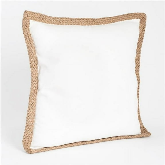 SARO  20 in. Jute Braided Down Filled Throw Pillow  Ivory