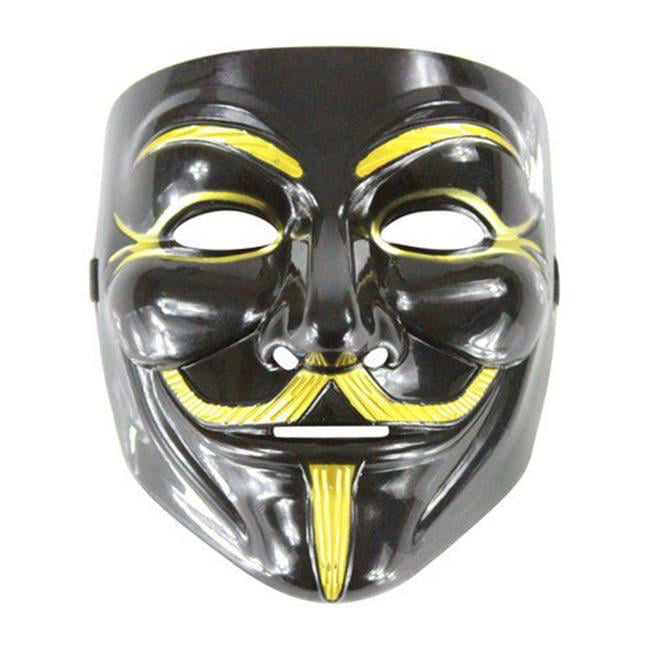 Black & Gold V for Vendetta Guy Fawkes Plastic Mask One Size - Walmart.com