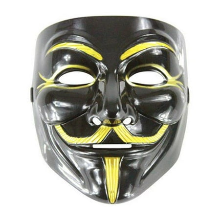 Black & Gold V for Vendetta Guy Fawkes Plastic Costume Mask - One Size