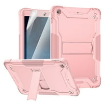 iPad 9.7 2018/2017 Case with Screen Protector Film, iPad 6th Generation Case, iPad 5th Generation Case, Dteck Heavy 3 IN 1 Rugged Shockproof Case Kickstand Protective Cover, Rosegold