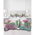 thumbnail image 2 of Quilts Twin Size Bedding Set, Cactus Tropical Watercolor Lightweight Quilted Comforter, Grey Wooden Summer Soft Reversible Bedspread Coverlet with Pillow Covers for All Season, 68" x 86", 2 of 7