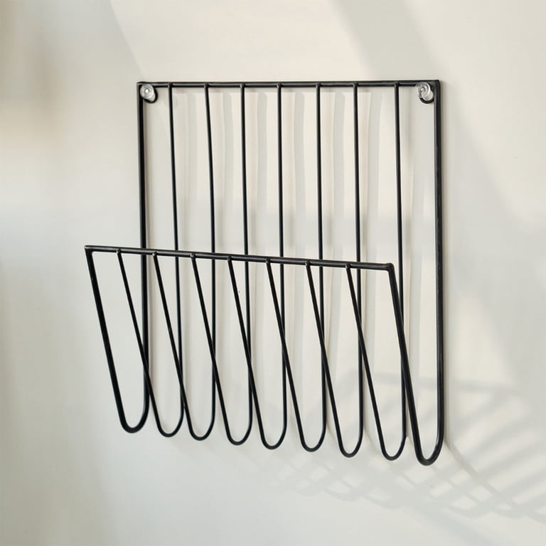 MyGift Brass Wire Metal Wall Mounted Magazine Holder And Document And File