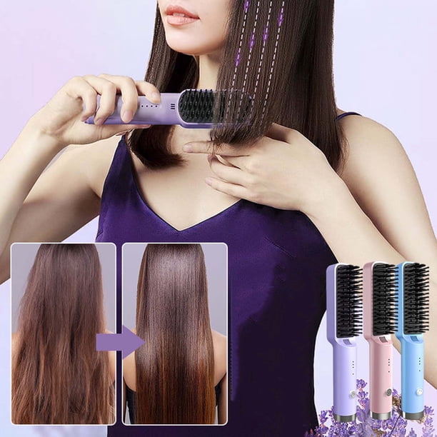 Ganfancp Pelo Negativo Portátil Que Alisa El Peine Del Pelo Botón Interno Flip Hacia Fuera Pelo Recto Trabajador Perezoso Estudiante Pelo Recto Clip Del Tablero Recto Peine Del Pelo Recto Liquidación