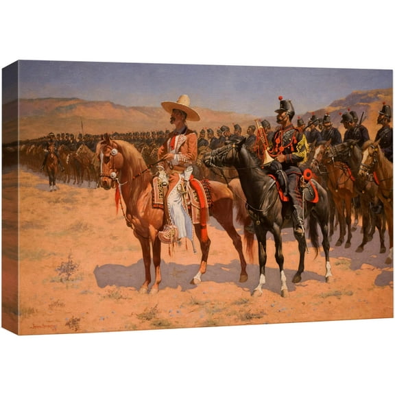 The Mexican Major (1889) (The Wild West or The Troops) by Frederic Remington - Canvas Print Wall Art Famous Painting Reproduction - 24" x 36"