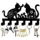 thumbnail image 1 of Colgador de llaves de metal con forma de gato para colgar en la pared, de hierro, con 6 ganchos, organizador de llaves de metal, color negro, 1 of 9