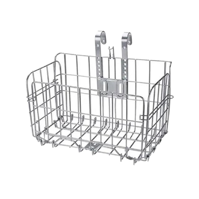 Detachable Metal Front Handlebar Bike Basket 20kg Load Bearing Convenient Sturdy Silvery