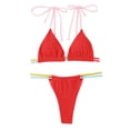 thumbnail image 7 of UTSJKR Two Piece Bikini Sets for Women Sexy Spaghetti Strap Bikini Top Women Swimsuits Tummy Control Swimsuit with Built in Bra Red S, 7 of 7