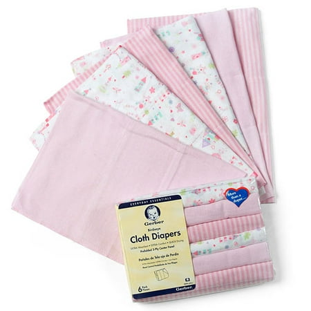 Gerber Printed Cloth Diapers, 12-Pack - Girl