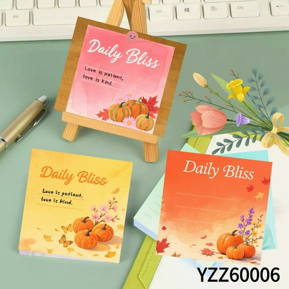 Cozy Fall Writing Cute Pumpkin3.54x3.54" Avocado Message Cards - 100 Pcs Sticky Notes   100 Various Emoticon Stickers, Notepads for Creative Mini Cards for Home Office Decor,Autumn Pumpkin - Decor