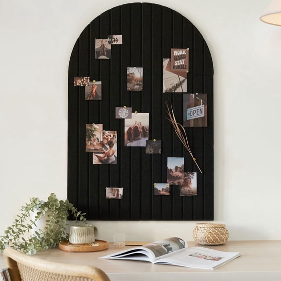 Arched Felt Bulletin Board 35" x 24", 6 Pack Self Adhesive Felt Wall Tiles, Cork Board Alternative with Push Pins, Modern Wall Decor Pin Board for Home Office School