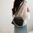thumbnail image 3 of Bolso de hombro para mujer, estilo retro, clásico, de piel sintética, con hebilla magnética, color negro, 3 of 5