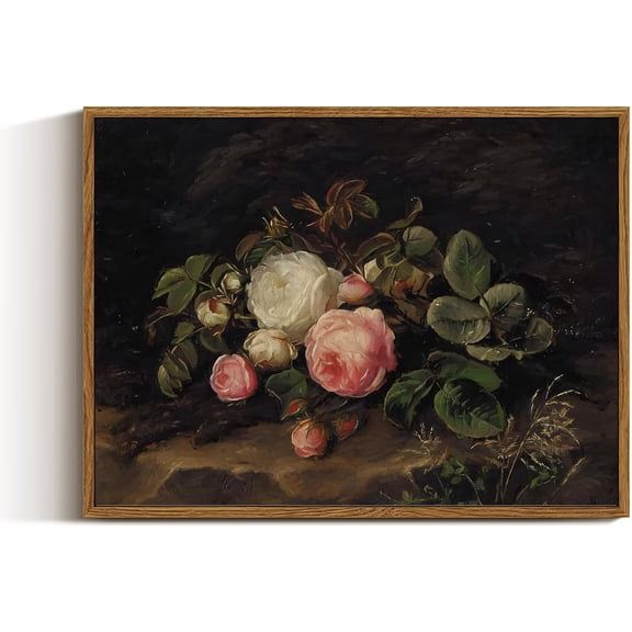 Vintage Unframed Wall Art Retro Floral Paintings Art Decor Aesthetic, Canvas Print Artwork, Classical Flower Wall Pictures for Bedroom Living Room Fireplace Shelf