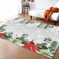 thumbnail image 3 of Christmas Area Rug 2.7x5ft Poinsettia Snowflakes Pine Cone Pine Needle Gray Non-Slip Washable Square Rugs Soft Felt Indoor Floor Mat for Bedroom Kitchen Living Room Bathroom, 3 of 8
