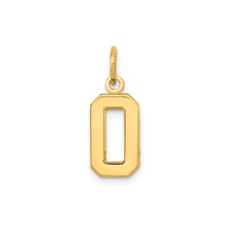 14k Yellow Gold Number 0 Pendant Charm, Polished Octagon Edge Personalized Jewelry