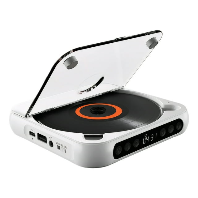 yingyy Lecteur CD Bluetooth avec Écouteurs pour Lecteur CD Sans Fil Portable MP3 Blanc