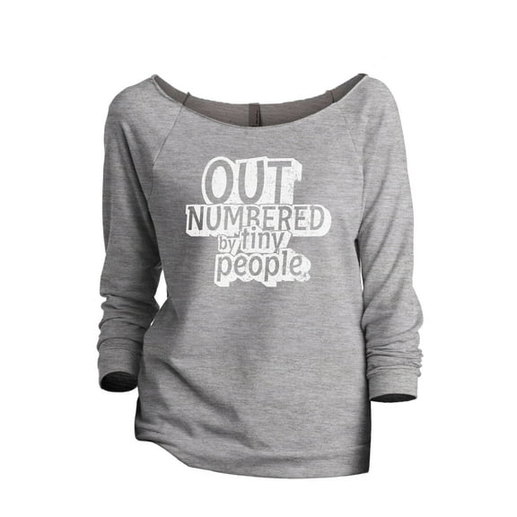 Out Numbered By Tiny People Women's Fashion Slouchy 3/4 Sleeves Raglan Lightweight Sweatshirt Sport Grey 2X-Large