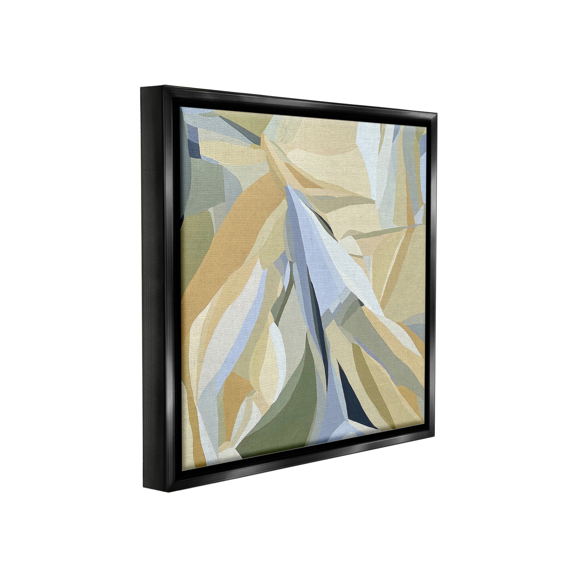 Stupell Industries Dynamic Geometric Pattern Abstract Painting Black Floater Framed Canvas Art Print Wall Art, 18 x 18