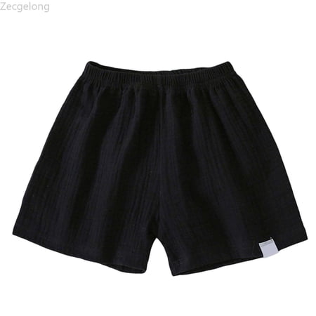 Zecgelong Toddler Boys Girls Shorts Cotton Linen Summer Casual Shorts Kids Solid Short Pants Size Black 8-9 Years