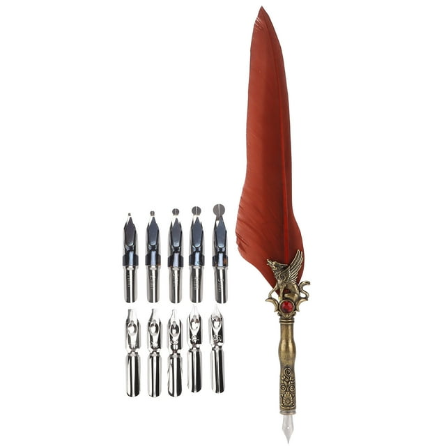 Pluma De Pluma, Pluma De Inmersión De Regalo De Firma Tallada Retro Pluma De Inmersión Con Punta Para Regalo De Negocios Para Uso Diario