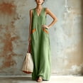 thumbnail image 6 of YuXingFu Womens Cotton Summer Dresses Casual Maxi V-Neck Plus Size Womens Dress Sleeveless with Pocket Long Casual Summer White XL, 6 of 9