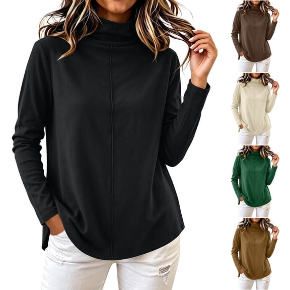 Plus Size Women's Fall Winter Warm Base Layer Tops High Neck Long Sleeve Tunic Tops Casual thermal Undershirts for Womens Daily Wear Yellow