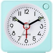 Réveil analogique de voyage, 2,25 pouces, horloge ultra petite avec fonction de répétition et d'éclairage, super silencieux, sans tic-tac, à piles, (vert)